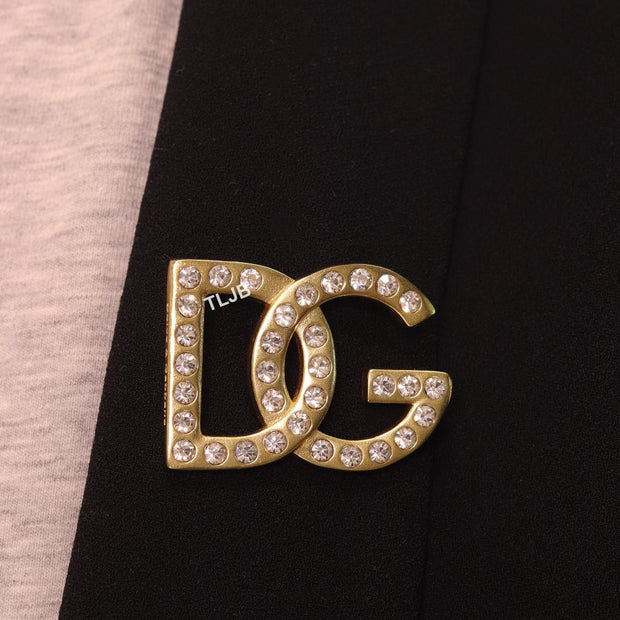 Alphabet DG Matt gold brooch with zircons