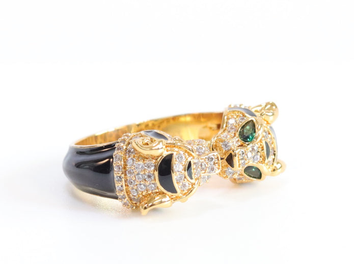 Tiger face gold & black ring
