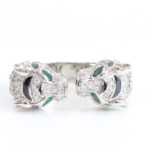Tiger face platinum & black ring