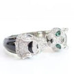 Tiger face platinum & black ring