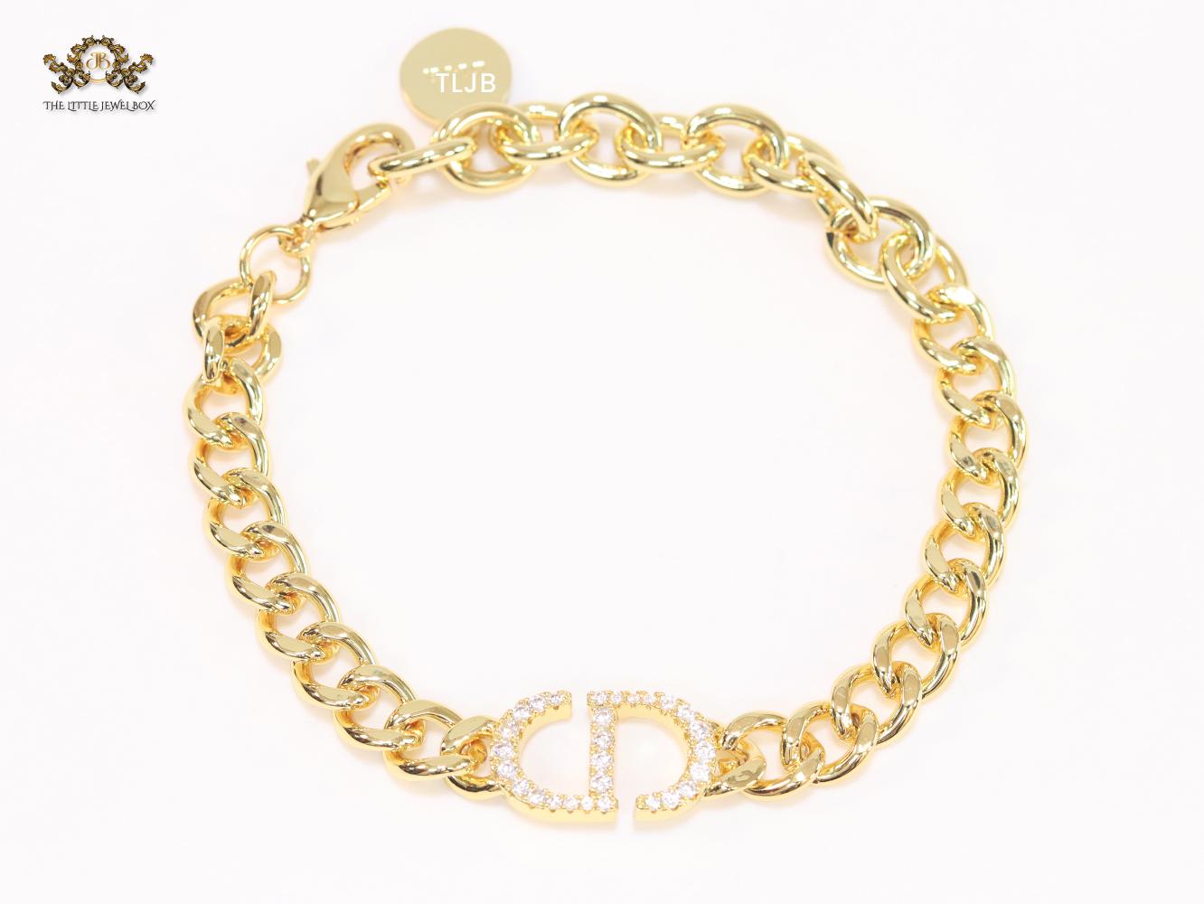 Alphabet CD cz link chain bracelet