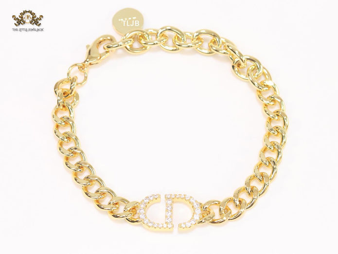Alphabet CD cz link chain bracelet