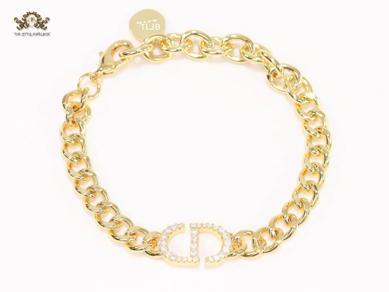 Alphabet CD cz link chain bracelet