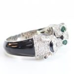 Tiger face platinum & black ring