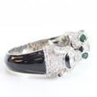 Tiger face platinum & black ring