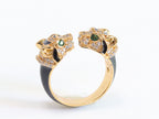 Tiger face gold & black ring