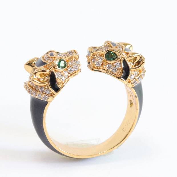 Tiger face gold & black ring