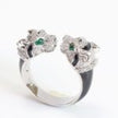 Tiger face platinum & black ring