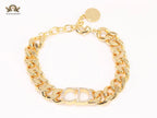 Alphabet CD and cz broad link chain bracelet