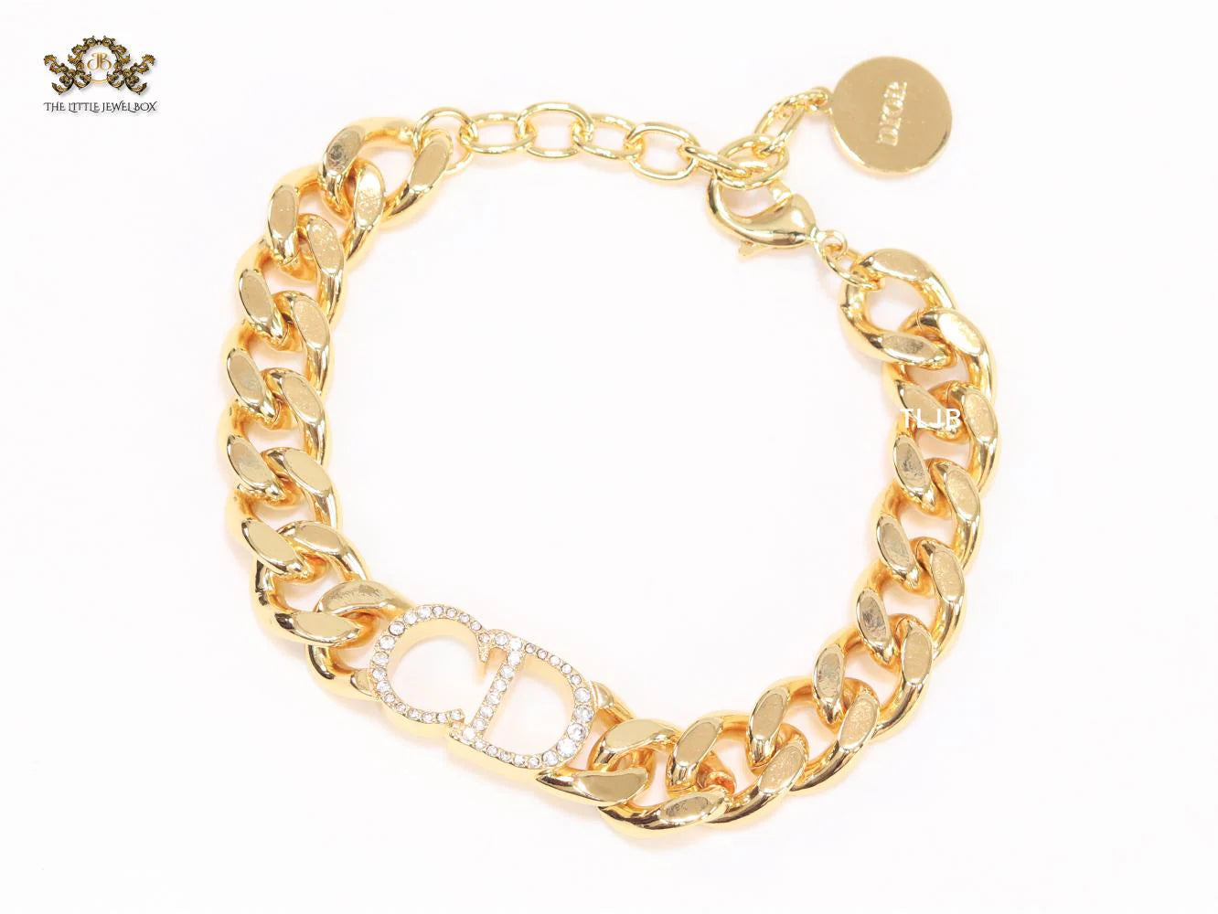 Alphabet CD and cz broad link chain bracelet