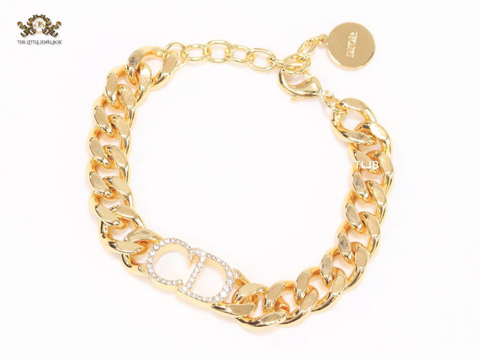 Alphabet CD and cz broad link chain bracelet