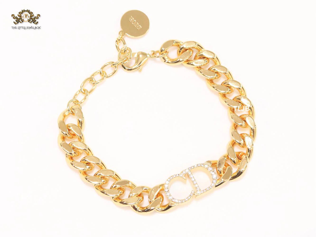 Alphabet CD and cz broad link chain bracelet