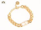 Alphabet CD and cz broad link chain bracelet