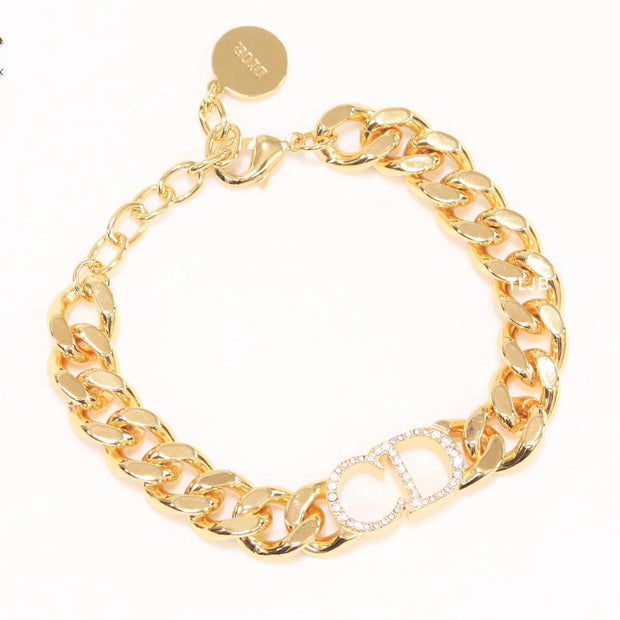 Alphabet CD and cz broad link chain bracelet