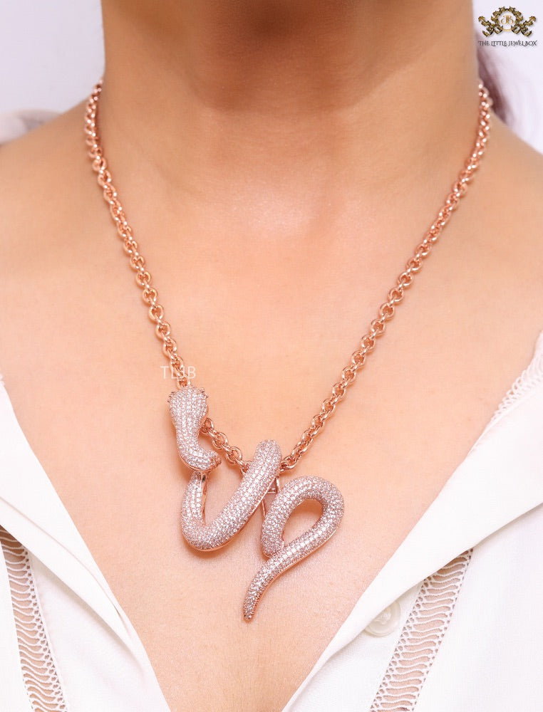 Rose gold snake body pendant
