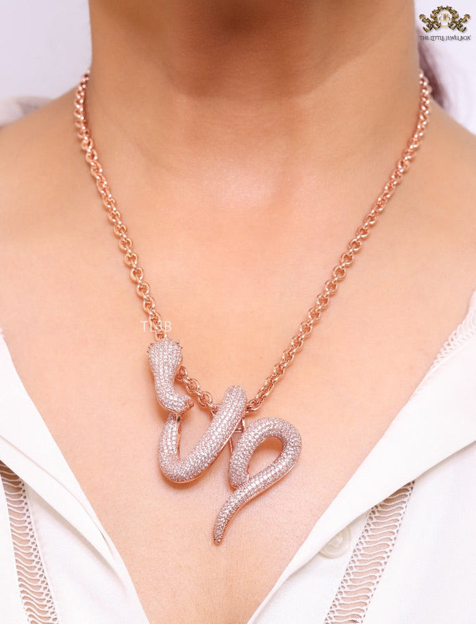 Rose gold snake body pendant