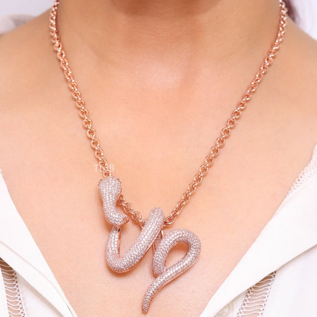 Rose gold snake body pendant