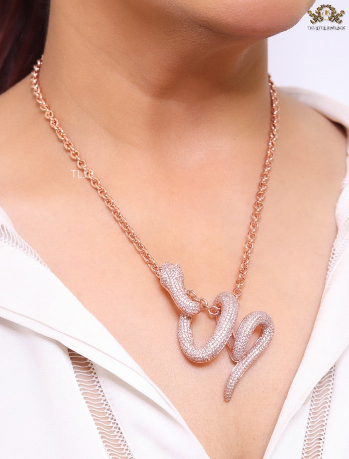 Rose gold snake body pendant