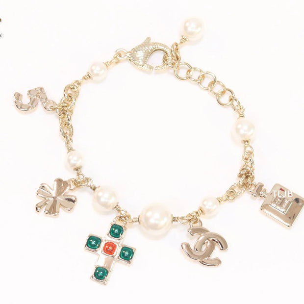 Pale Gold charms double c bracelet