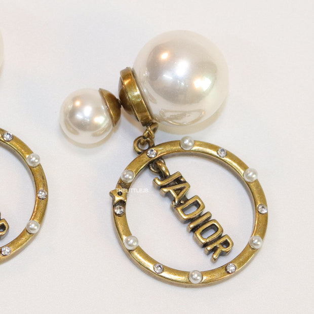 Gold plated pearl bomber earrings with alphabets