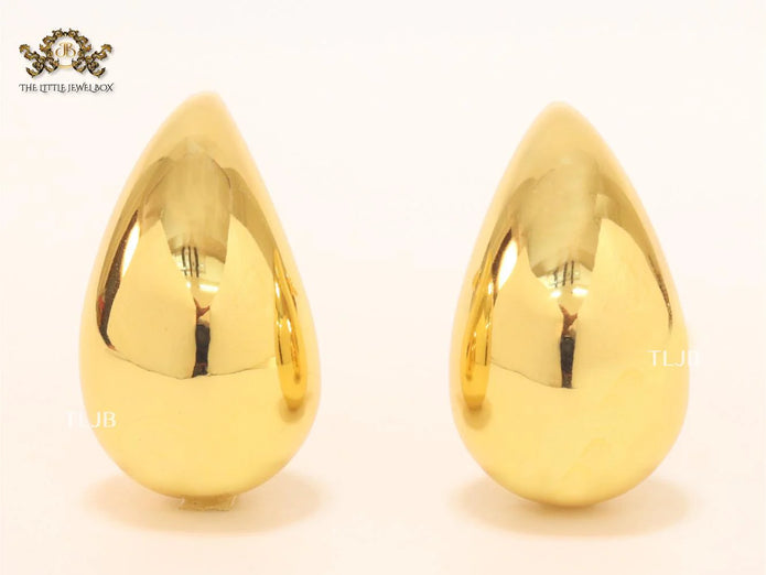 Teardrop gold studs - Large 42mm
