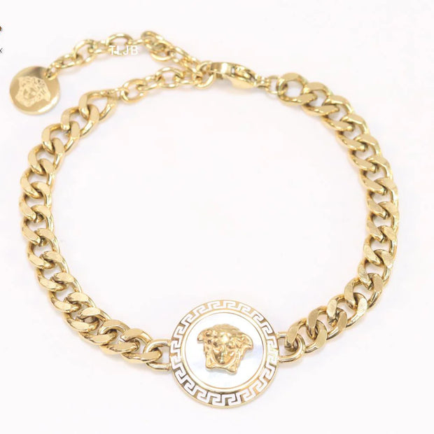 White medusa link chain bracelet