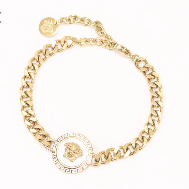 White medusa link chain bracelet