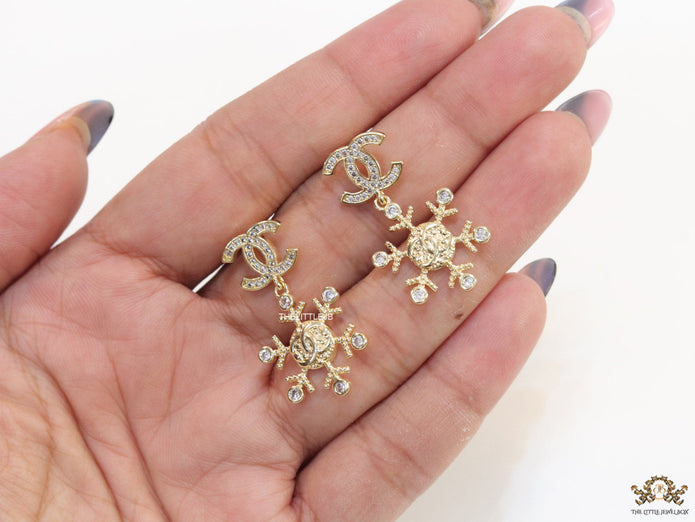 Twin C motif fancy cz earrings