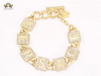 Broad Alphabet V cz link bracelet