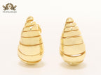 Teardrop gold swirl studs - Medium 30mm