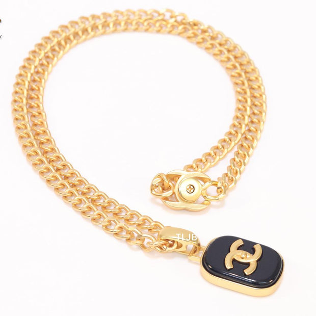 Double C enamel pendant chain