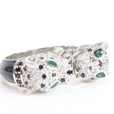 Two face panther platinum ring