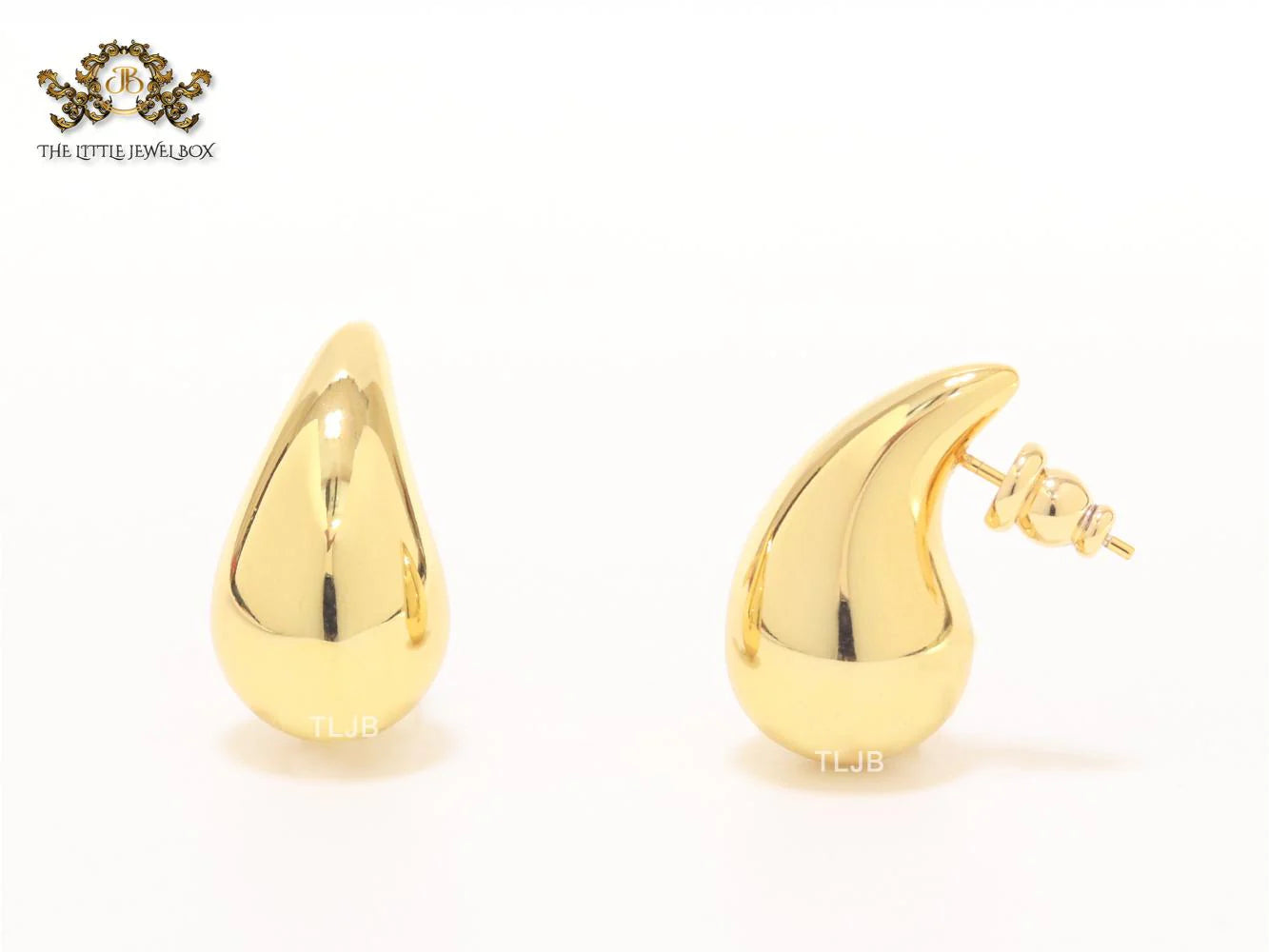Teardrop gold studs - small 25mm
