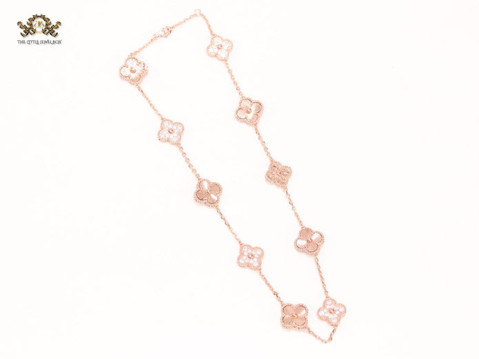 Rose gold clover and cz sleek chain