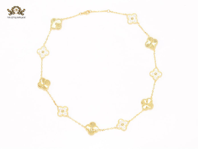 Gold clover and cz sleek chain