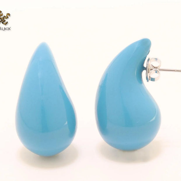 Teardrop blue enamel studs