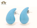 Teardrop blue enamel studs