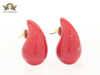 Teardrop red enamel studs