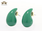 Teardrop green enamel studs
