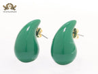 Teardrop green enamel studs