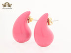 Teardrop pink enamel studs