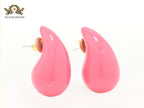 Teardrop pink enamel studs