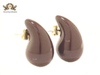Teardrop brown enamel studs