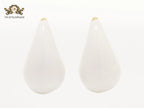 Teardrop white enamel studs
