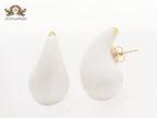 Teardrop white enamel studs