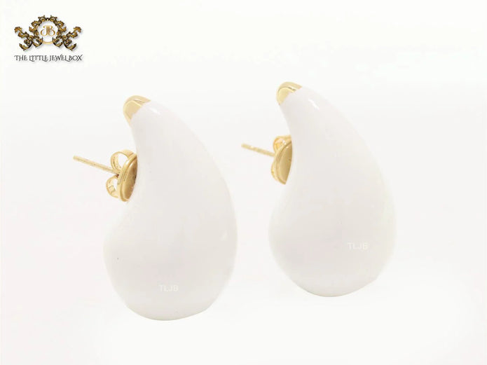 Teardrop white enamel studs