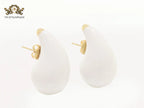 Teardrop white enamel studs