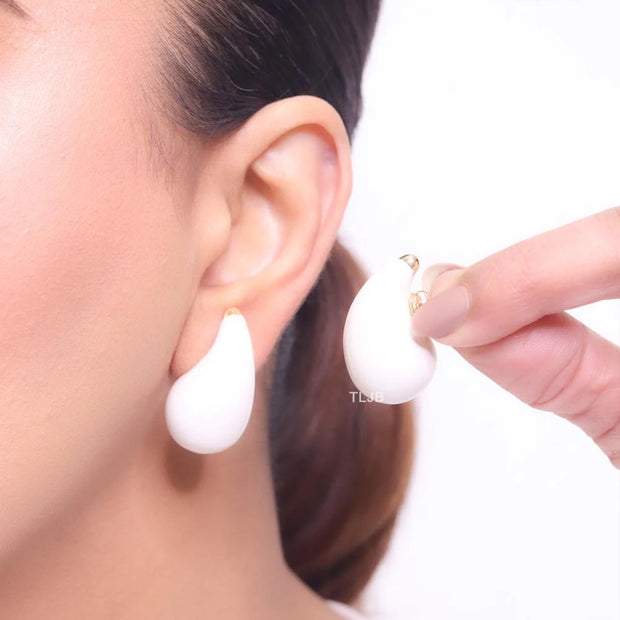Teardrop white enamel studs