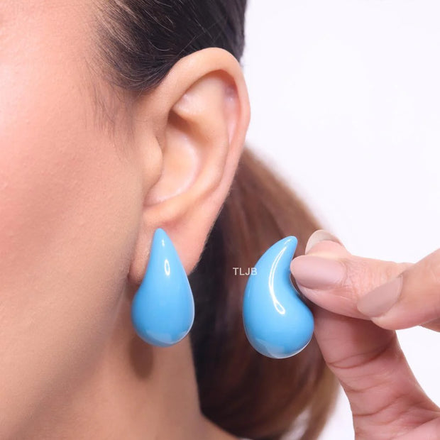 Teardrop blue enamel studs