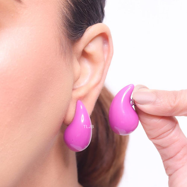 Teardrop purple enamel studs